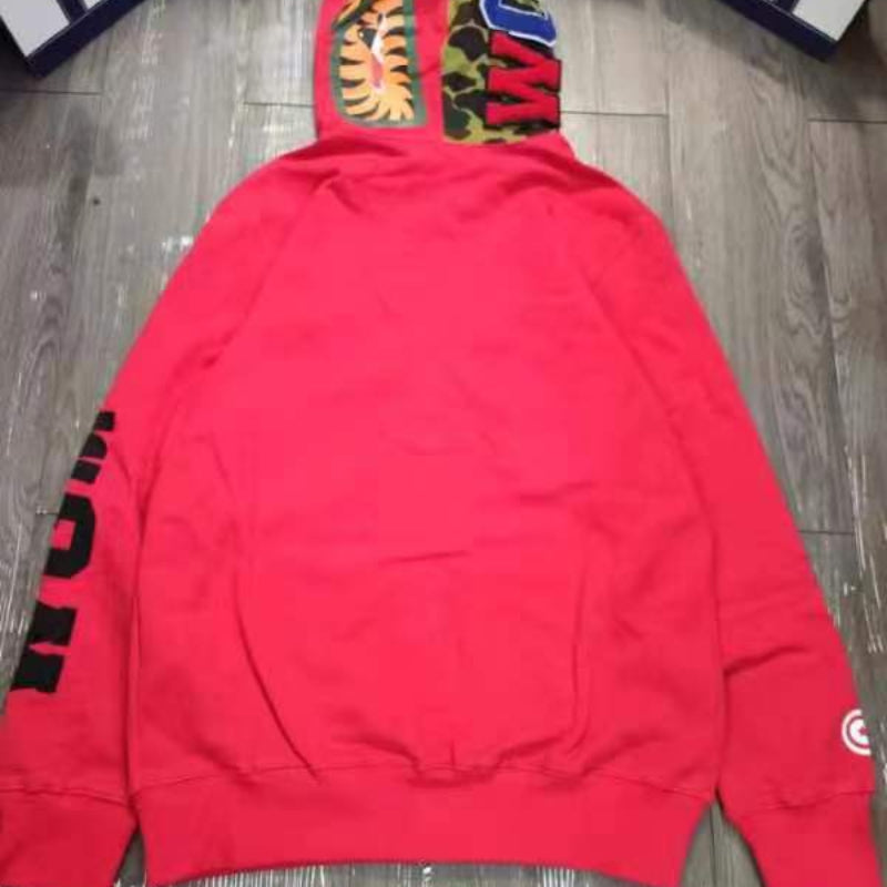 Ape Hoodie Autumn and Winter Shark Head Color Matching Cardigan Loose Sweater Jacket