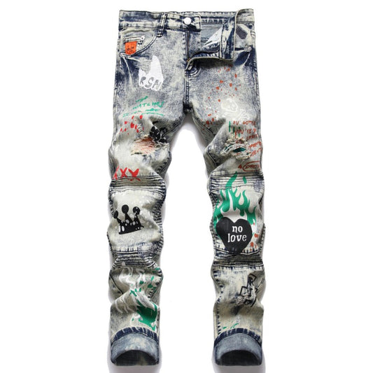 1990 Fashion Jeans Ripped Denim Trousers