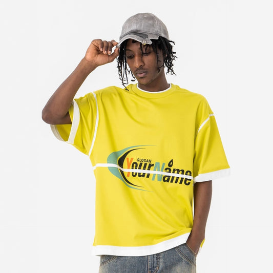 Vic Streetwear Summer Letter Print Short Sleeve T-Shirt Loose