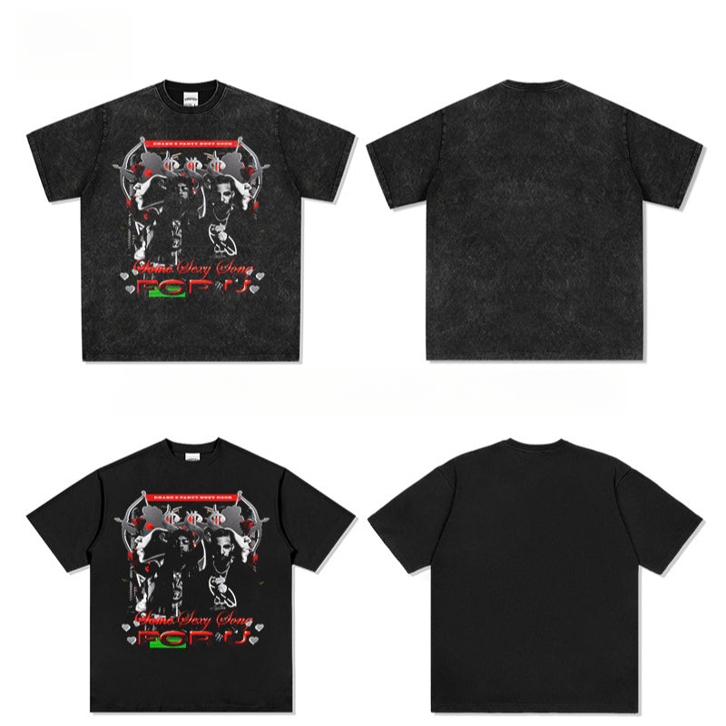 Outfit streetwear vintage hip hop DRAKE Drake SSS4U print short sleeve t-shirt