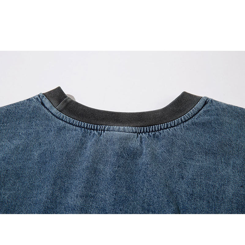 Marcas De Streetwear Denim Long Sleeve T-Shirt Vintage Top