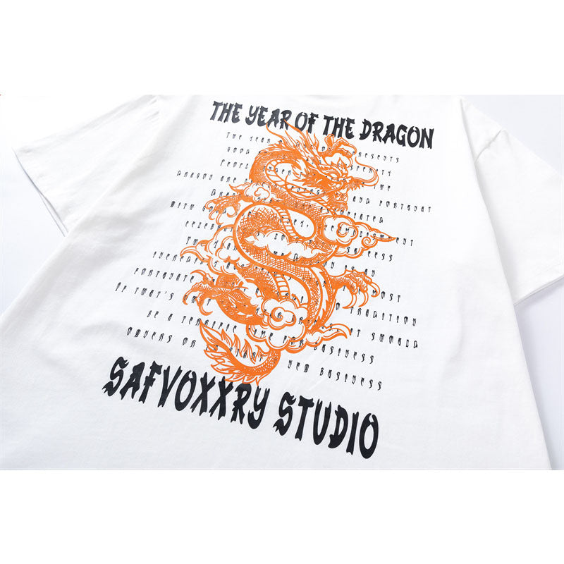 Vintage Tišö Rt Make Old Year of the Dragon Short Sleeve T-Shirt Summer Loose Top