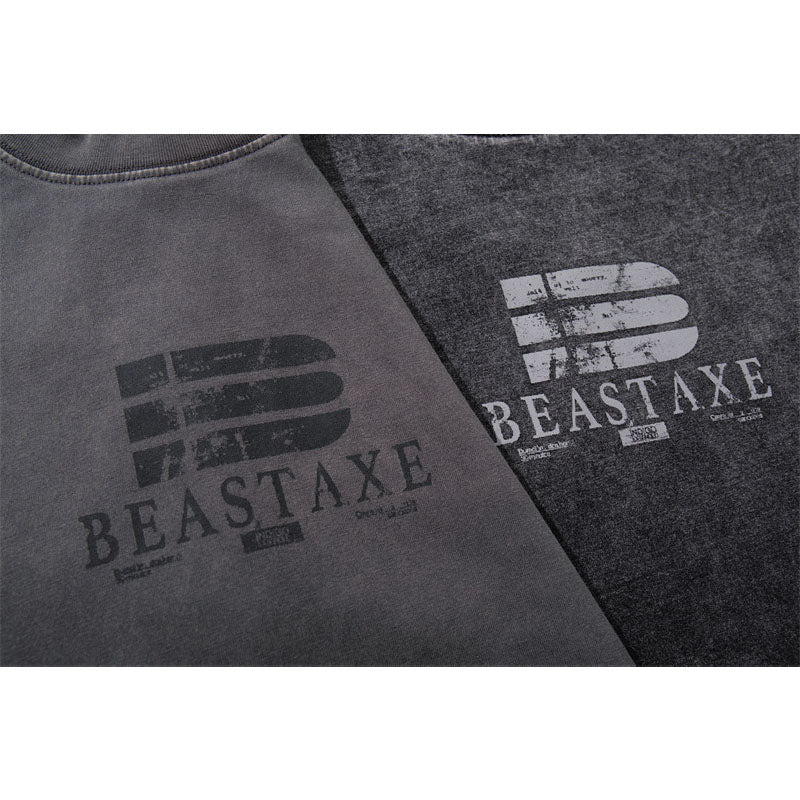 Casual Street Wear Washed Letter Print Loose Crew Neck Short Sleeve T-Shirt