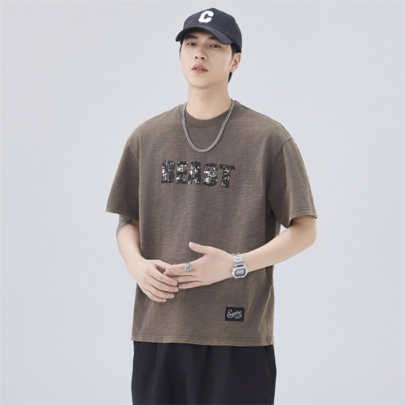 Men T-shirts Summer Short Sleeve Printed Loose Top
