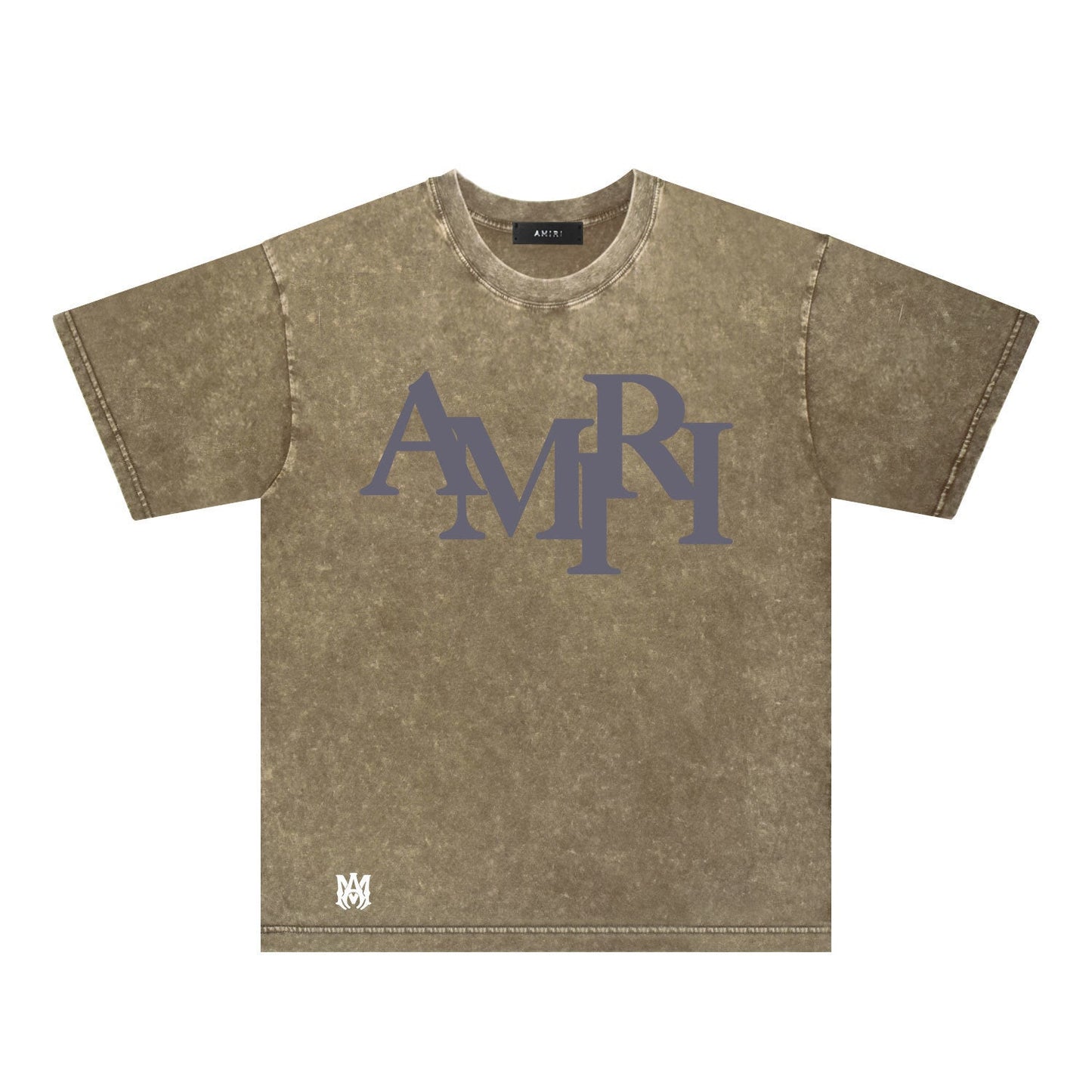 Amiri washed t-shirt all gray letterprinting short sleeves