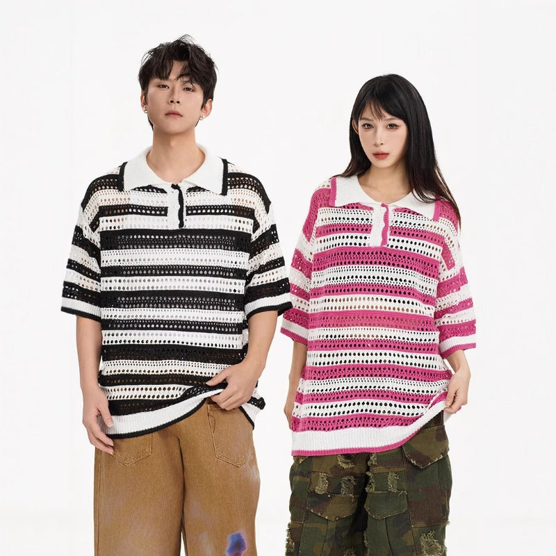 Nyc 1990 Shirt Vintage Colored Striped Knitted Sweater Casual Shirt Top
