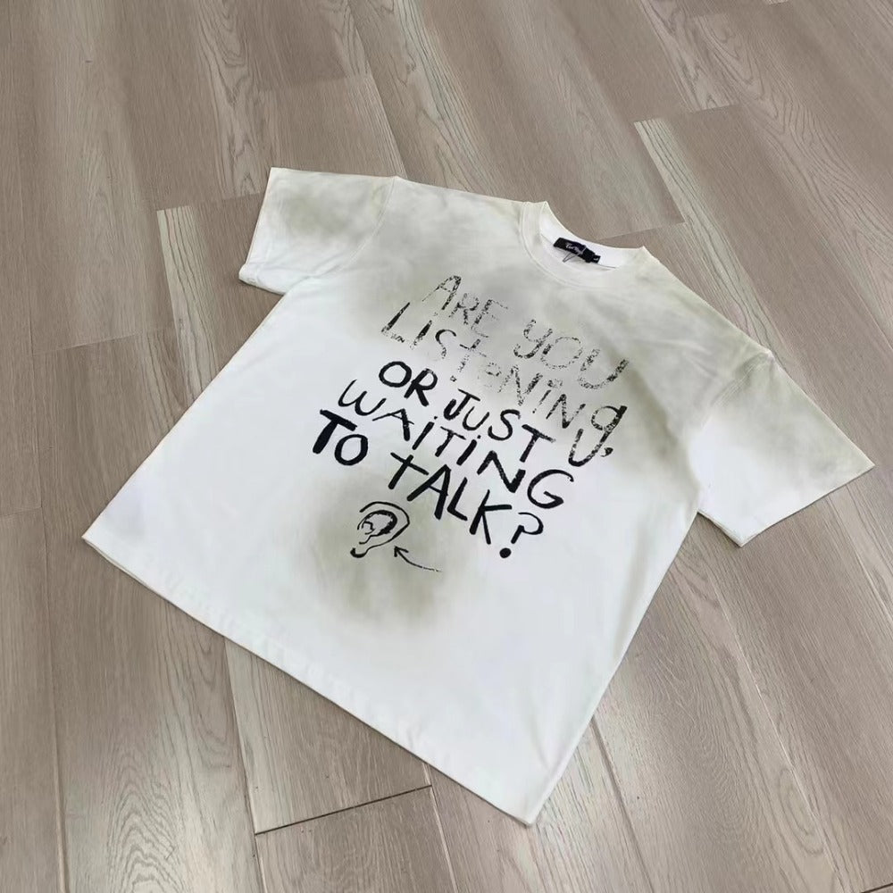 Streetwear Eua t shirt make old loose retro cleanfit short sleeve t-shirt