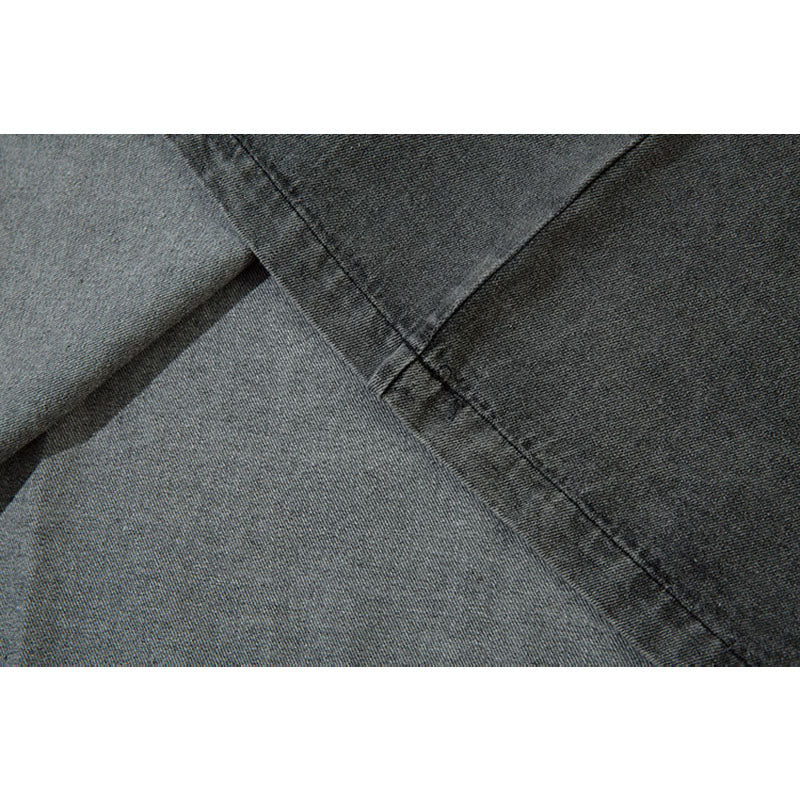 Marcas De Streetwear Denim Lapel POLO Shirt Loose Oversize Washed Long Sleeve T-Shirt
