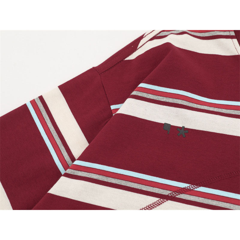 US drip outfits Summer Vintage Crew Neck Striped Casual Loose Short Sleeve T-Shirts
