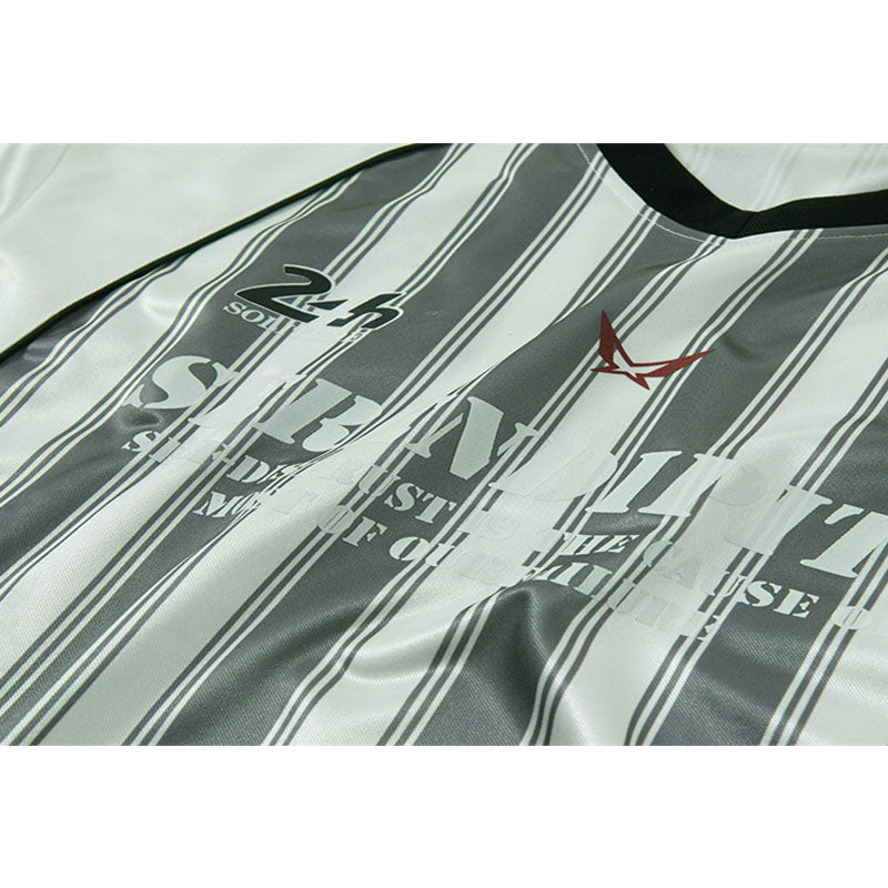 New York Hip Hop Style Vertical Stripe Letter Print V-Neck T-Shirt