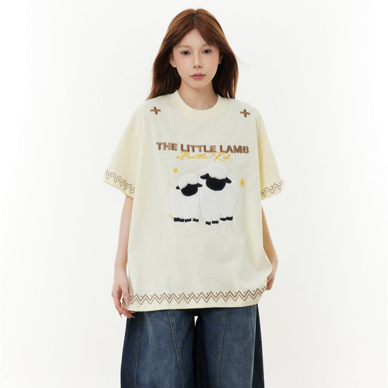 Camisas Retros Embroidered T-Shirt Short Sleeve T-Shirt