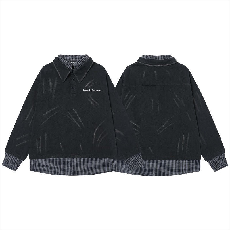 Unisex long-sleeved shirt autumretro lapel