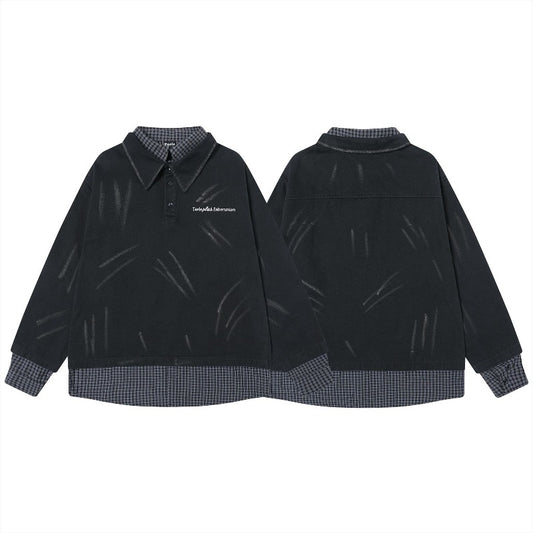 Unisex long-sleeved shirt autumretro lapel