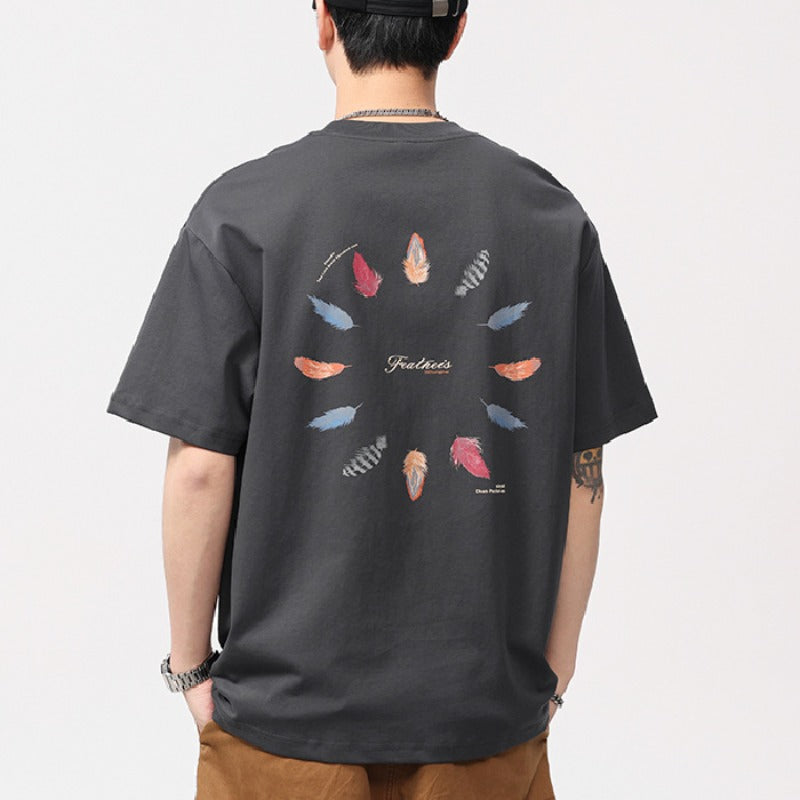 Men T-shirts Vintage Short Sleeve Men's Summer Print Bottom Shirt