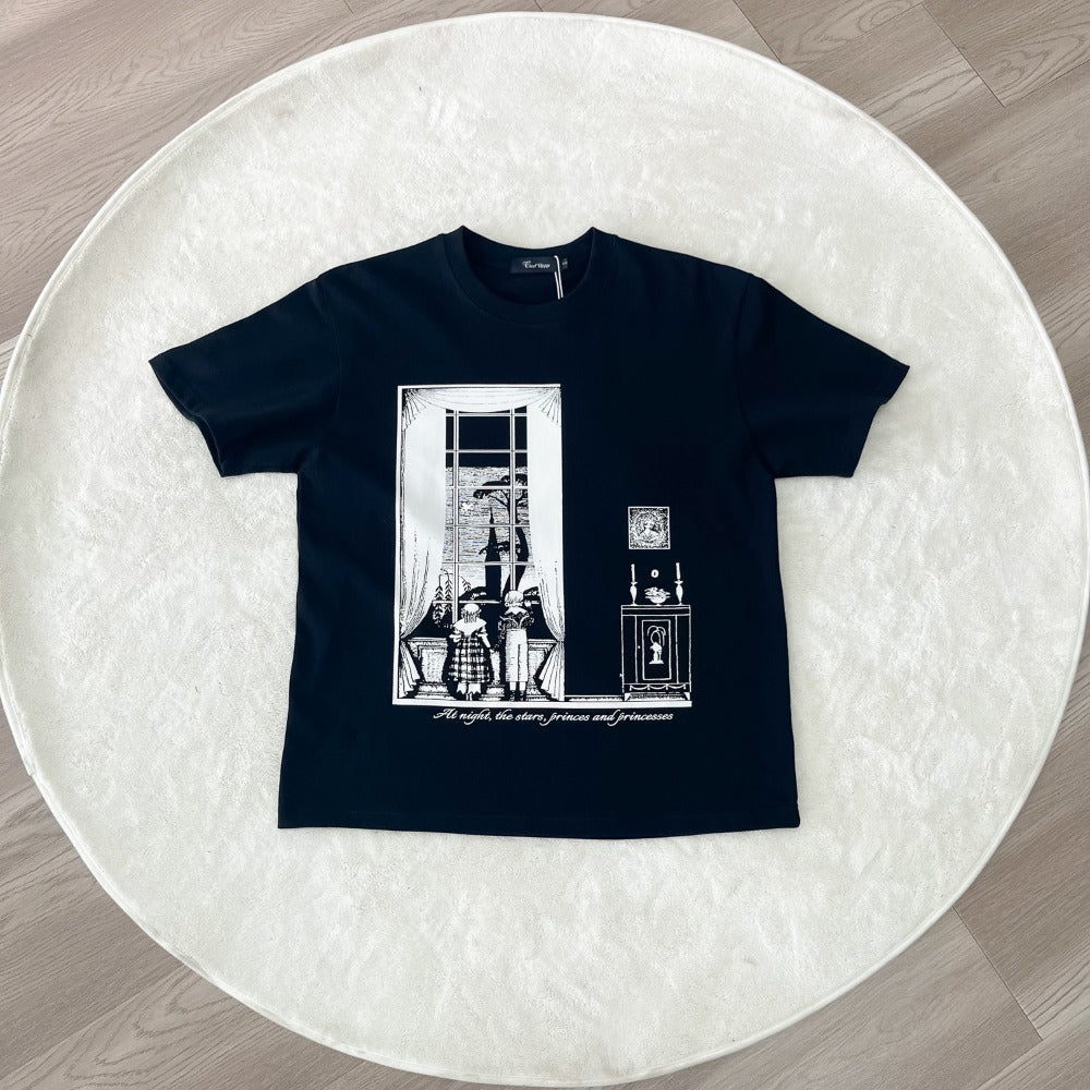 Streetwear Eua t shirt vintage cleanfit loose round neck cotton short sleeve t-shirt