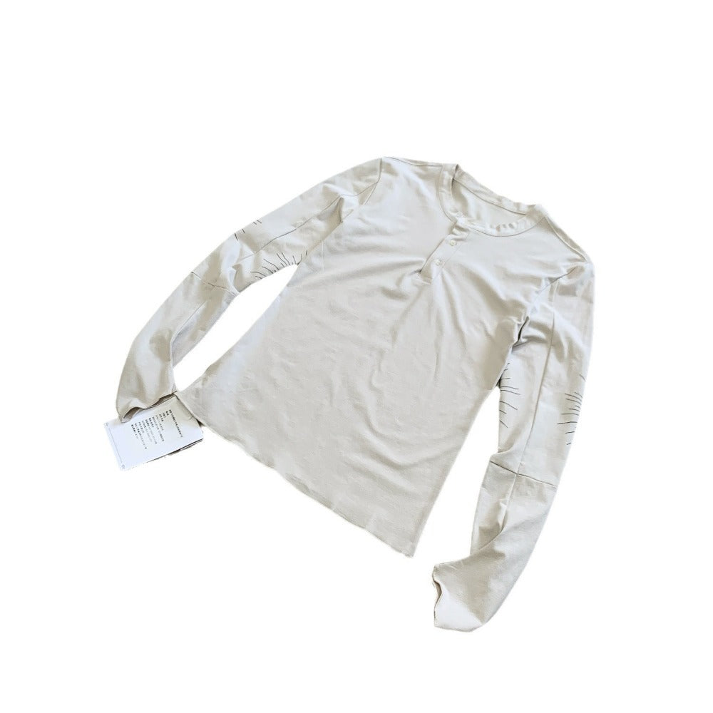Streetwear Eua t shirt Vintage India Combed Henry Collar Sun Embroidery T-Shirt