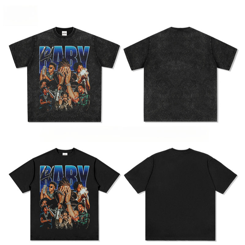 Outfit streetwear hip hop Lil Babe Lil Baby print short sleeve t-shirt