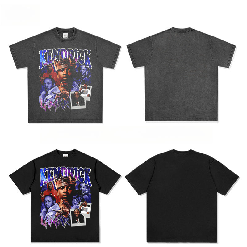 Outfit streetwear vintage hip hop kung fu kenny kendrick print short sleeve t-shirt