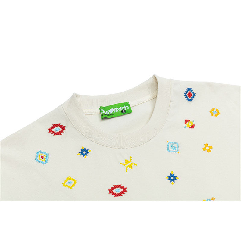 Hip Hop Shirts For Boys Embroidered Short Sleeve T-Shirt Vintage Casual