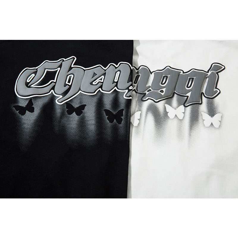 Marcas De Streetwear Autumn Long Sleeve T-Shirt Butterfly Graffiti Print Loose Top