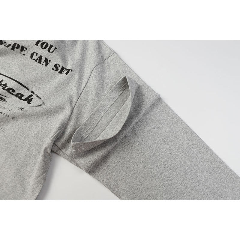 Marcas De Streetwear Vintage Alphabet Print Crew Neck Long Sleeve T-Shirt