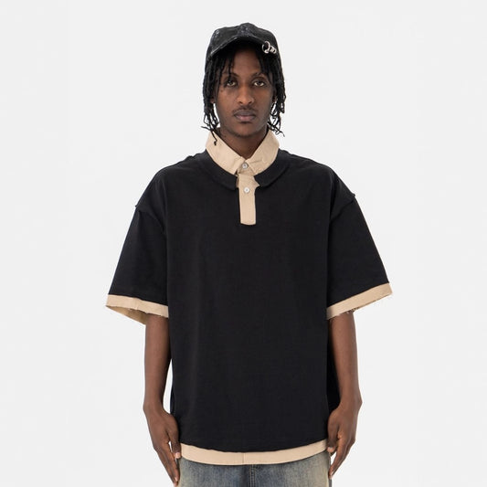 Vintage College Shirts Spring/Summer, Lapel Short Sleeve T-Shirts