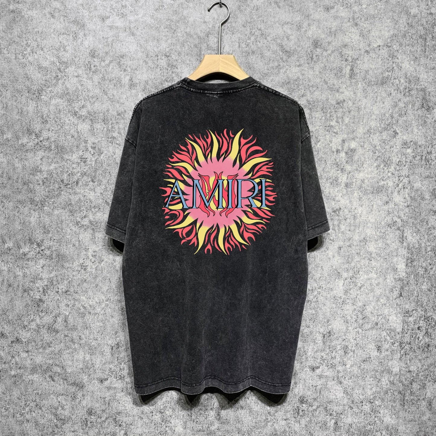 Amiri washed t-shirt colorful sun printing short sleeves
