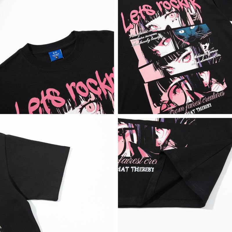Nyc T-Shirt Comic Girl Printed Short Sleeve T-Shirt Summer Loose Casual Top