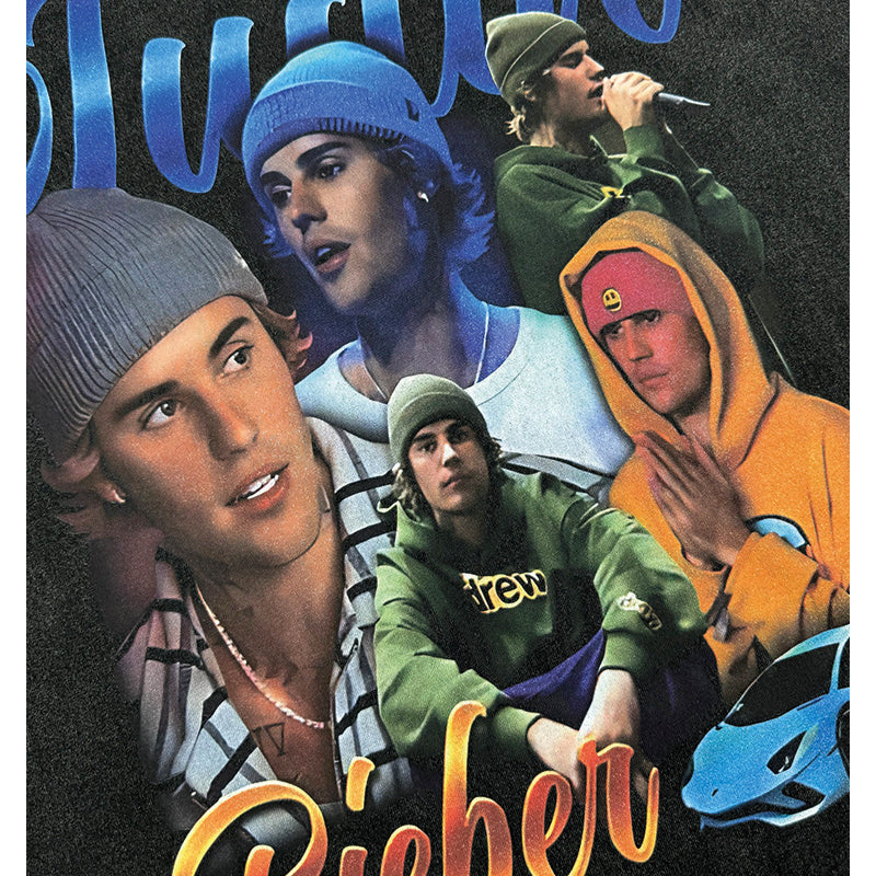 Cool t rapper Justin Bieber print short sleeve t-shirt