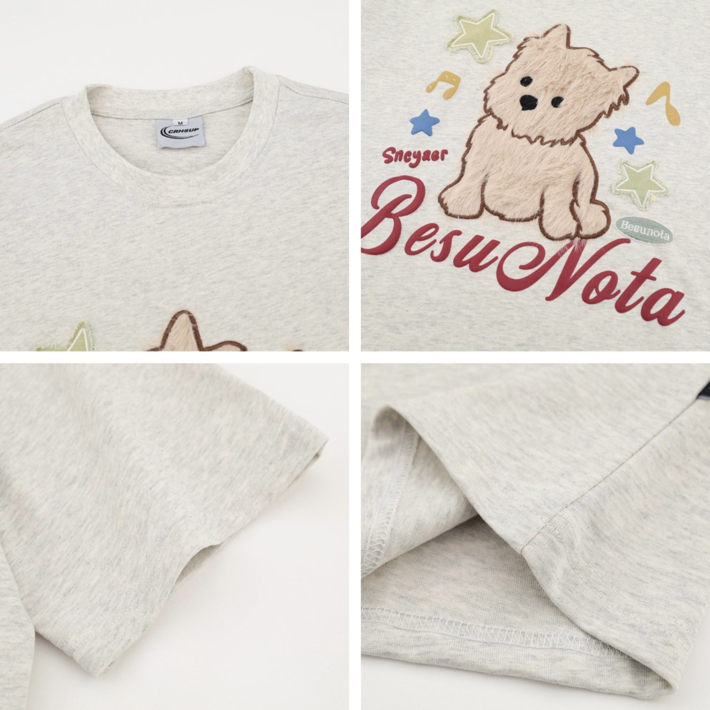 Distorted vintage puppy short sleeve t-shirt summer loose casual top