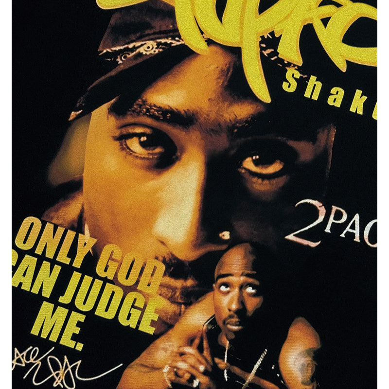Cool t rapper vintage hip hop Tupac print short sleeve long sleeve crew neck t-shirt