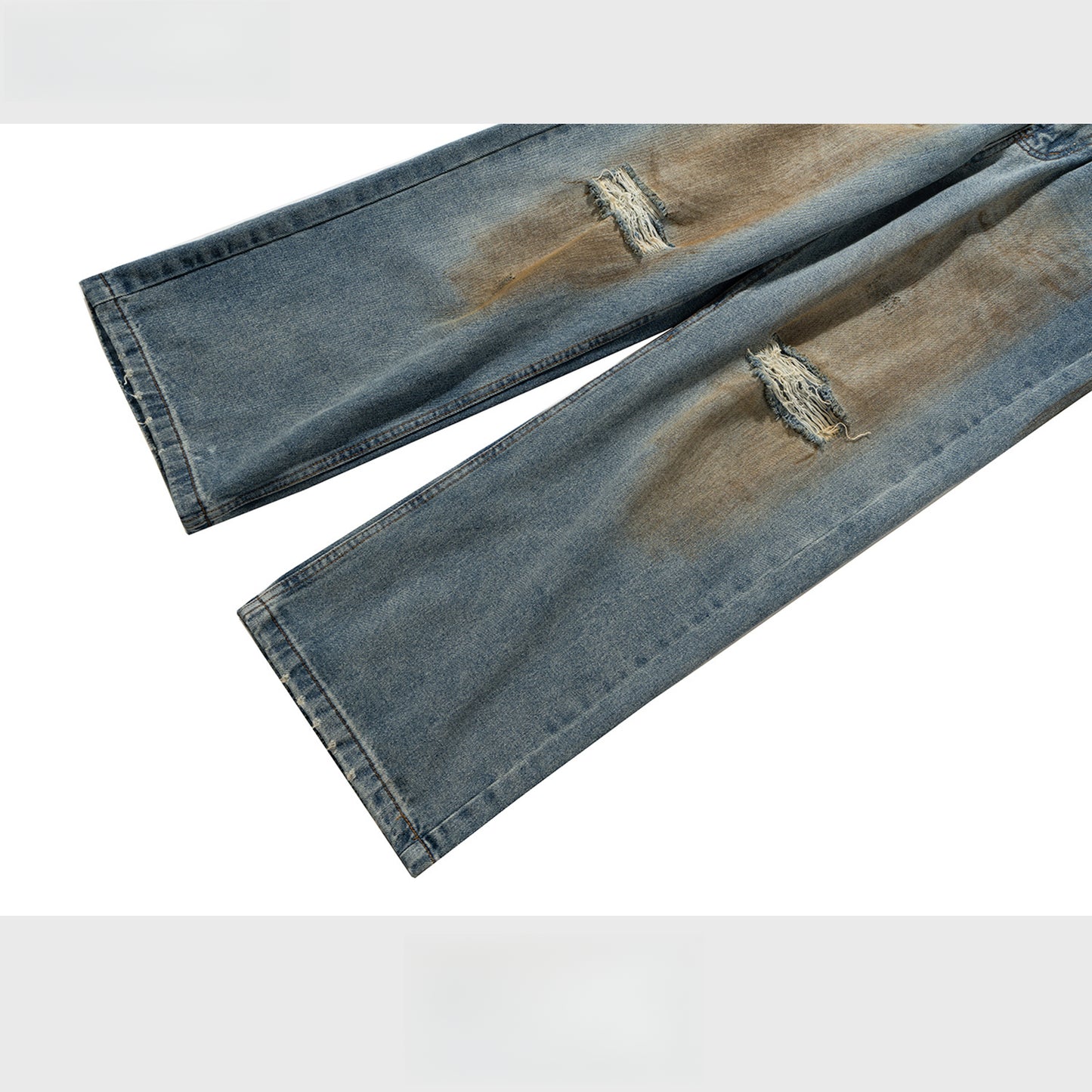 Rock Revival Jeans Ripped Trousers Straight Wide Feet Washed Old Jeans