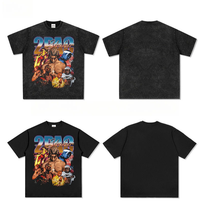 New york hip hop shop vintage hip hop tupac print short sleeve t-shirt