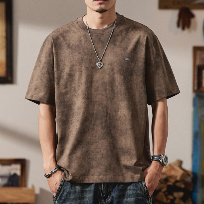 Men T-shirts Short Sleeve Summer Loose Vintage Top