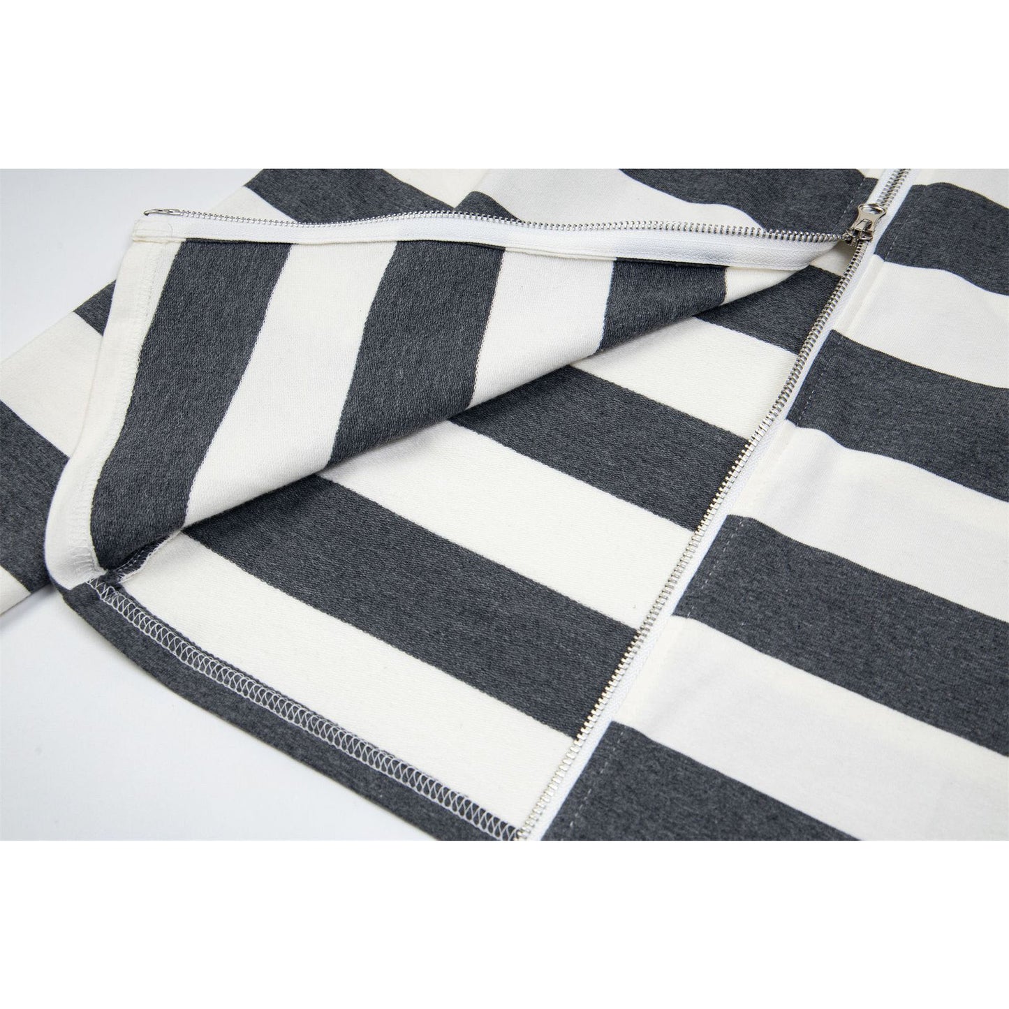 New York Hip Hop Style Striped Short Cardigan Jacket Hooded Sweater Top