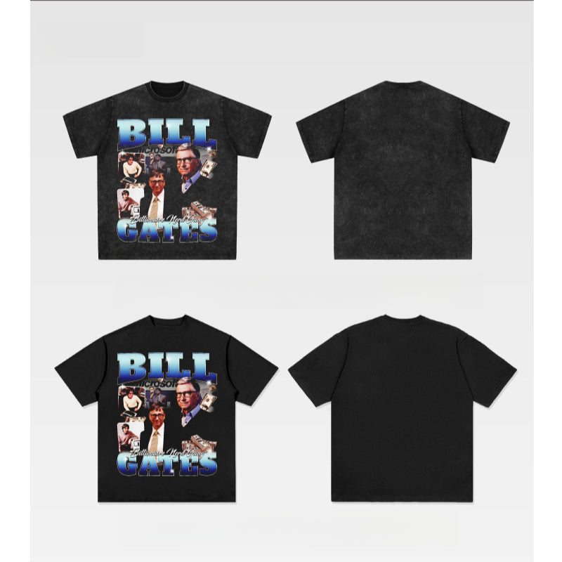 Cool t rapper bill gates print short sleeve t-shirt Vintage
