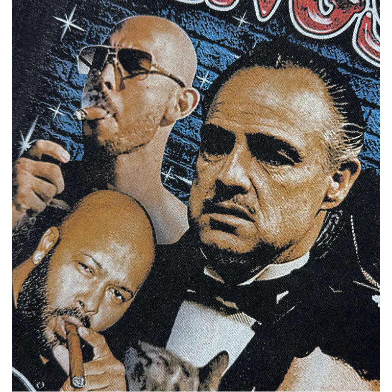 Cool t rapper vintage Godfather print hiphop short sleeve t-shirt
