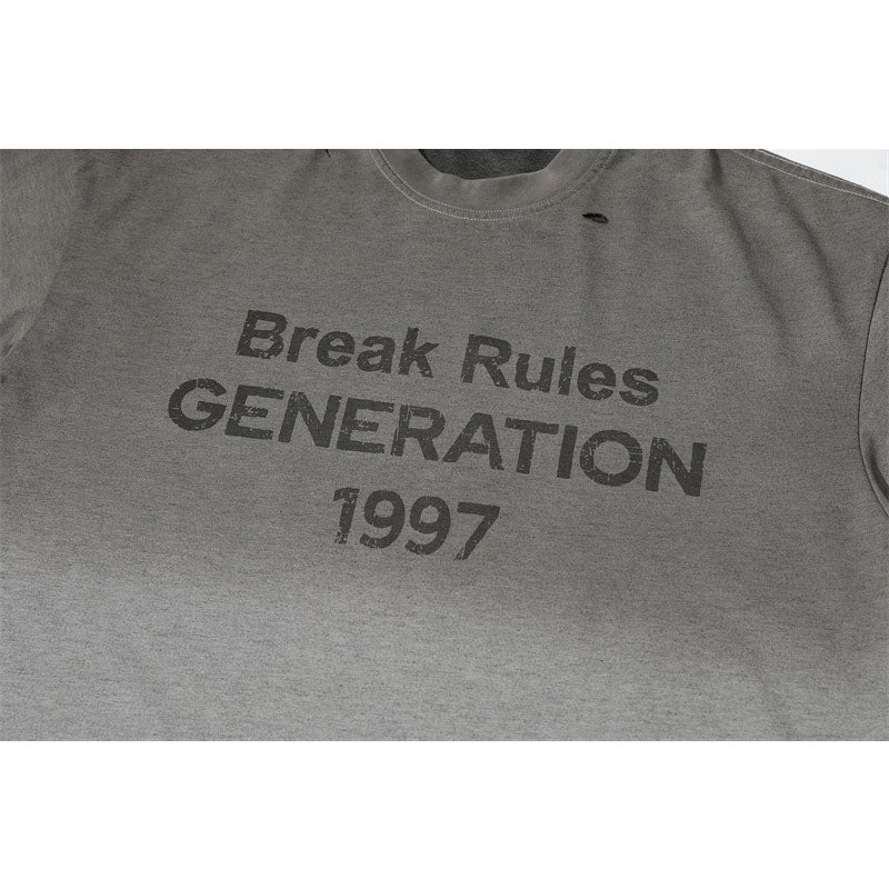 US drip outfits summer retro gradual change casual loose short sleeve T-Shirts