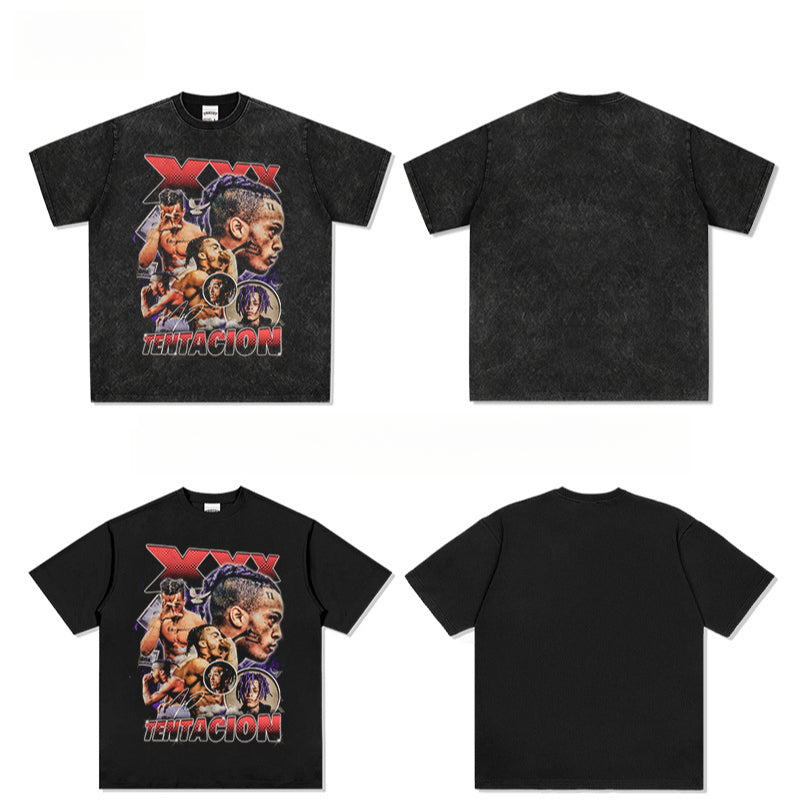 Cool t rapper XXX Tentacion print hip hop rap short sleeve t-shirt vintage