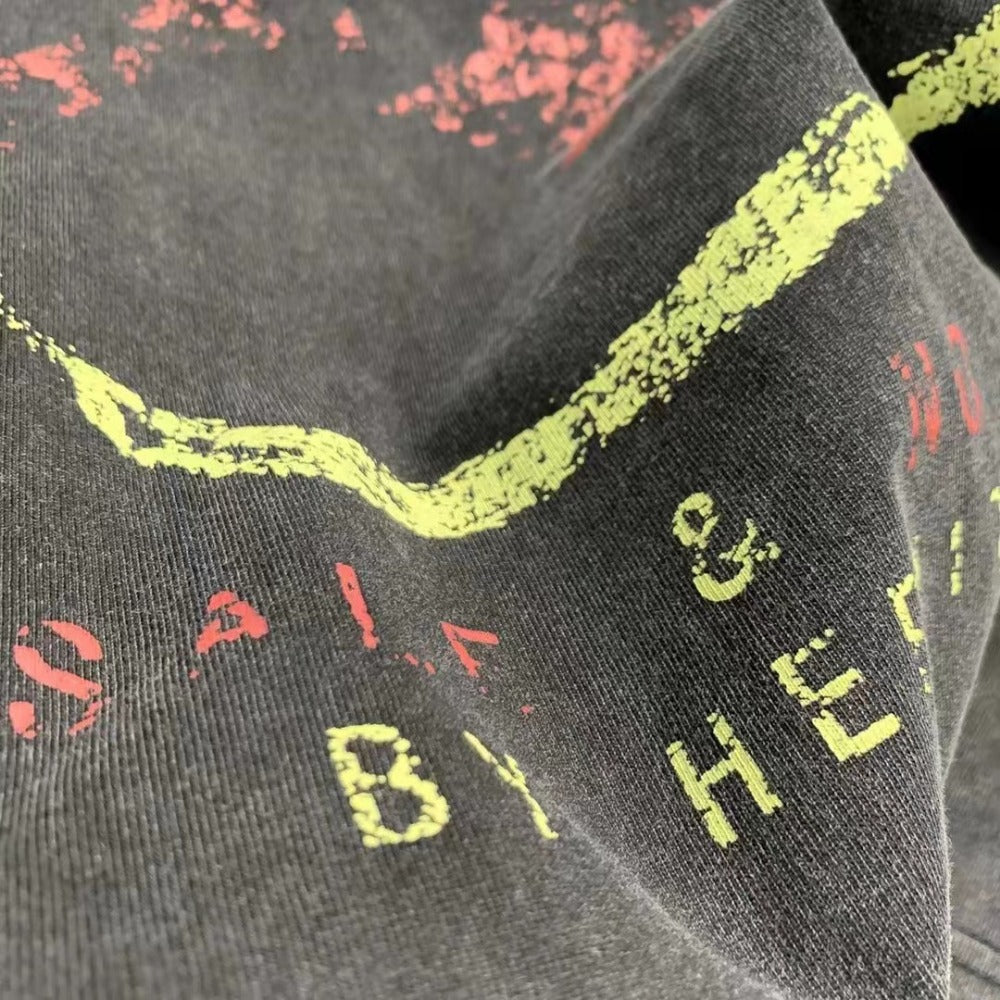 Streetwear Eua t-shirt washed and old short-sleeved men's peace dove print loose crew neck t-shirt