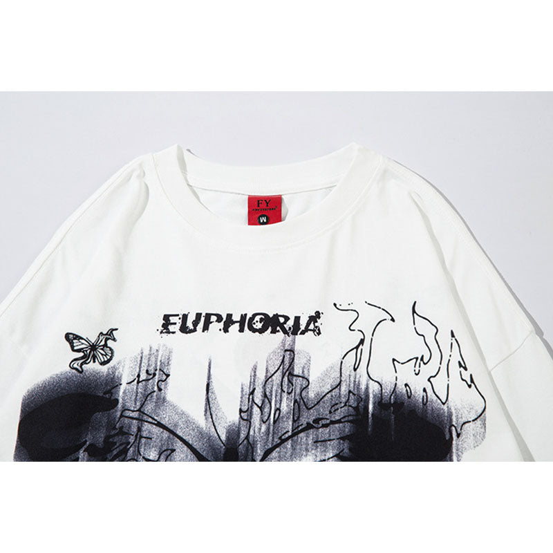 Marcas De Streetwear Vintage Hip Hop Butterfly Graffiti Long Sleeve T-Shirt