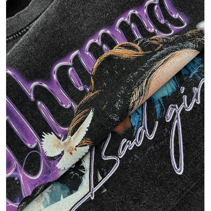 Streetwear masculino hip hop vintage Rihanna print short sleeve t-shirt VINTAGE