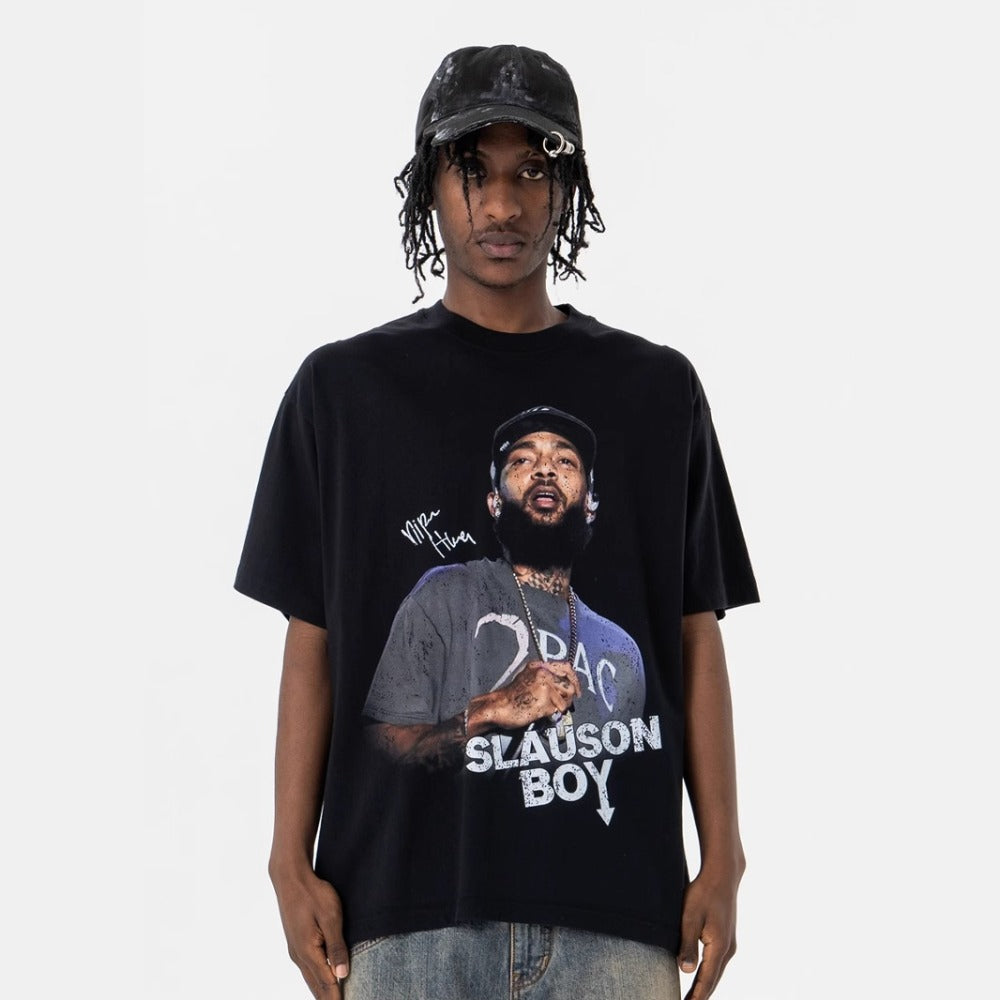 Vintage College Shirts Summer Vintage Portrait Print Casual Loose Crew Neck Short Sleeve T-Shirt
