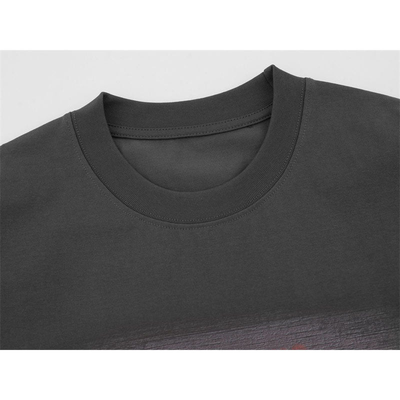 US drip outfits summer hand print round neck casual loose short sleeve T-Shirts