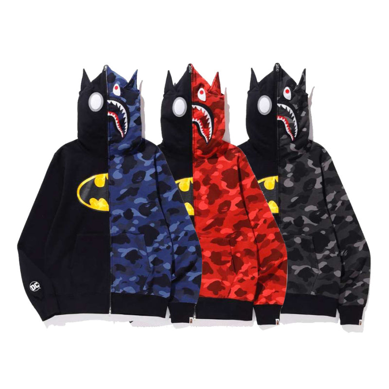 Ape Hoodie Camo Batman Zip Fleece Hooded Cardigan Shark Head Sweater Jacket