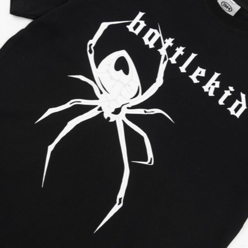 Vintage T Shirts Hip Hop Spider Print Short Sleeve T-Shirt Summer Oversize Half Sleeve