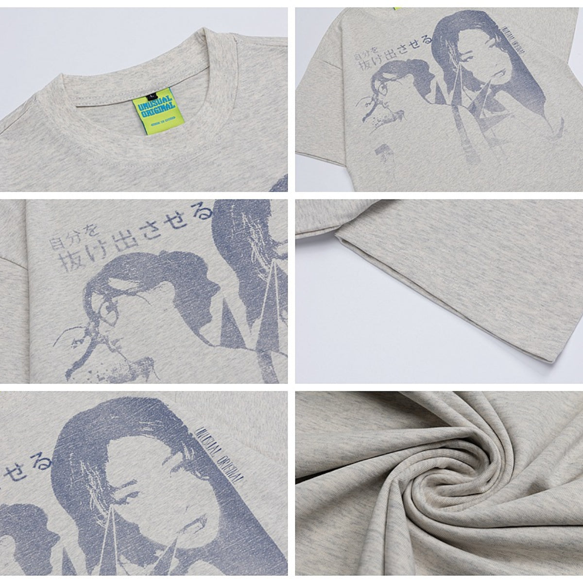 90s West Coast Hip Hop Fashion T Shirts Vintage Shibuya Girl Portrait Print Loose Half Sleeve T-Shirt