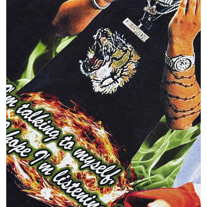 Cool t rapper vintage hip hop russ print long sleeve short sleeve t-shirt vintage