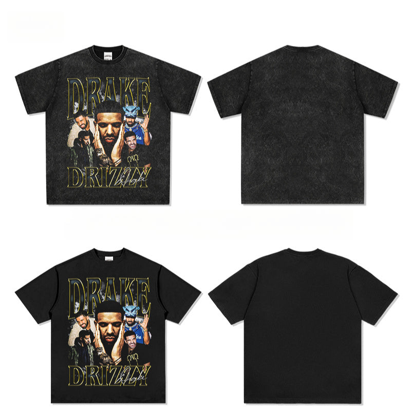 Outfit streetwear vintage drake drake hip hop print short sleeve t-shirt