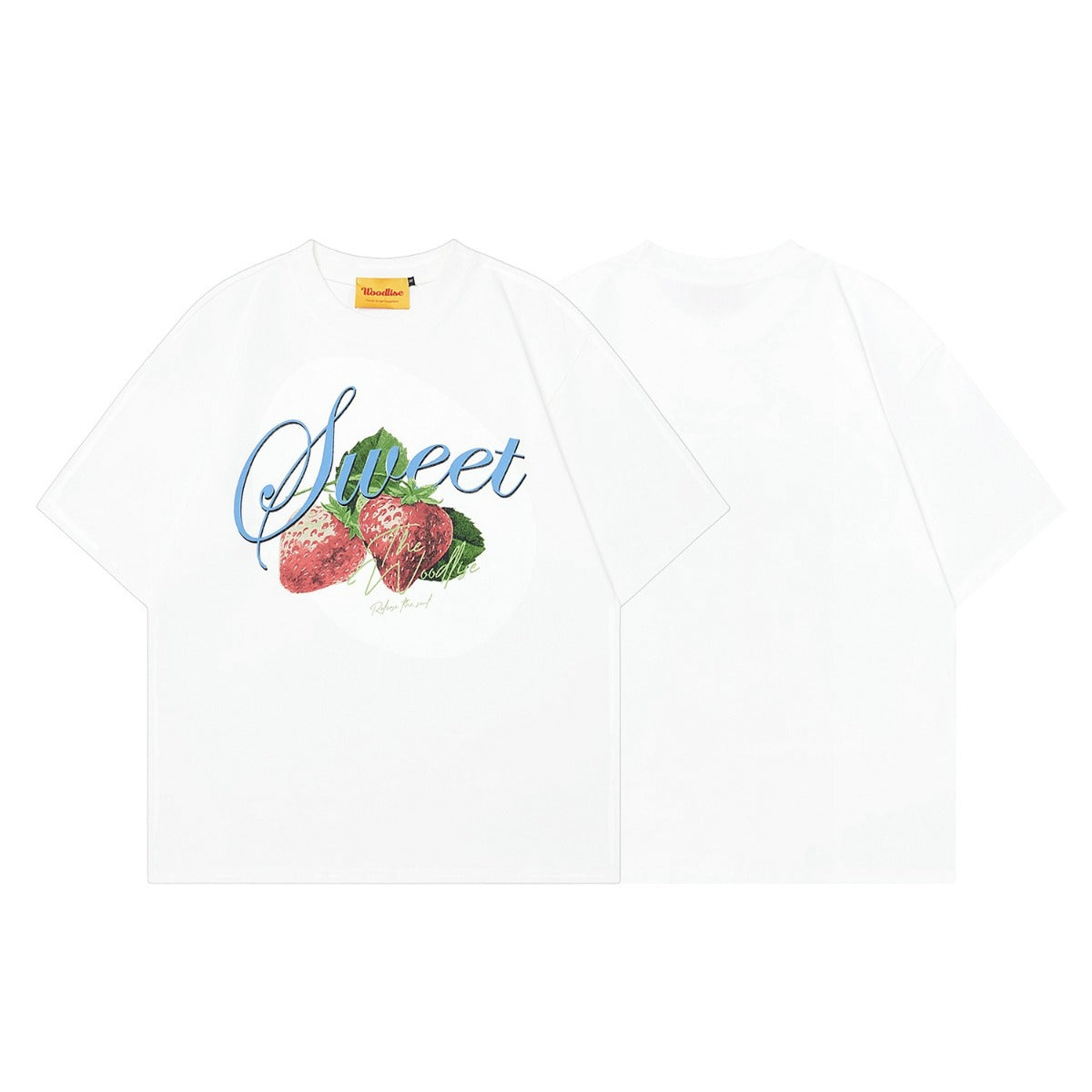 90s West Coast Hip Hop Fashion T-Shirts Strawberry Print Cotton Short Sleeve T-Shirts